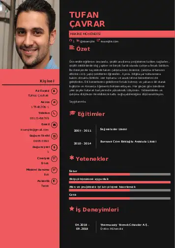 Makine Mühendisi Cv Örnekleri cv indir